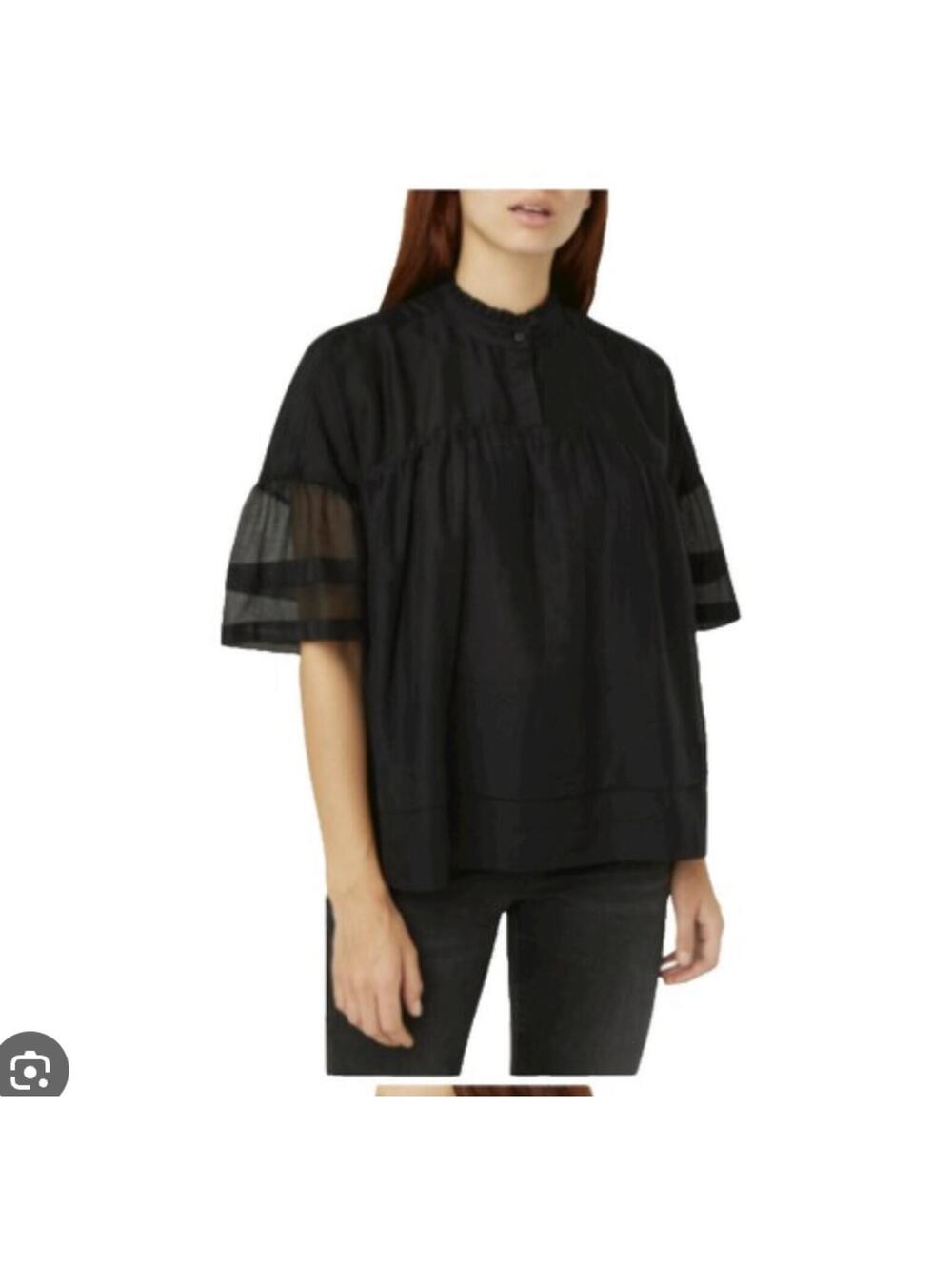 All Saints Etna Top Black Silk Cotton Size 6